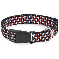 Plastic Clip Collar - Houndstooth Navy/Orange/White