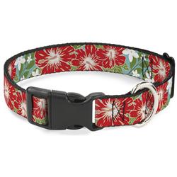 Plastic Clip Collar - Hibiscus & Plumerias Turquoise/Green/Red/White