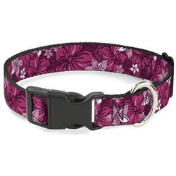 Plastic Clip Collar - Hibiscus Collage Pink Shades