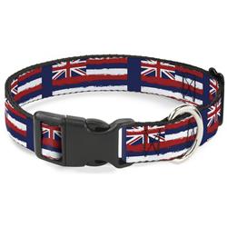 Plastic Clip Collar - Hawaii Flags Weathered Blue/Red/White