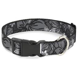 Plastic Clip Collar - Hibiscus Collage Gray Shades