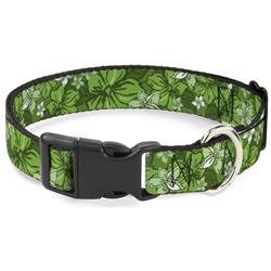 Plastic Clip Collar - Hibiscus Collage Green Shades