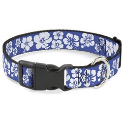 Plastic Clip Collar - Hibiscus Blue/White