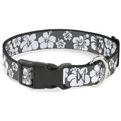 Plastic Clip Collar - Hibiscus Gray/White