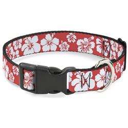 Plastic Clip Collar - Hibiscus Light Red/White