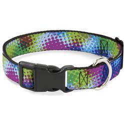 Plastic Clip Collar - Halftone Dots Light Blue/Blues/Greens/Pinks