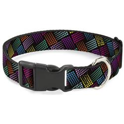 Plastic Clip Collar - Halftone Blocks Charcoal/Pinks/Greens/Orange/Yellow