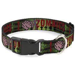 Plastic Clip Collar - I "Brain" ZOMBIES Black/Green/Red