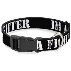 Plastic Clip Collar - I'M A FIGHTER Black/White