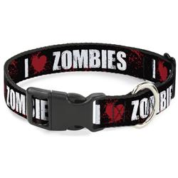 Plastic Clip Collar - I "HEART" ZOMBIES Black/White/Red Splatter