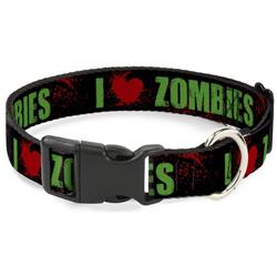 Plastic Clip Collar - I "HEART" ZOMBIES Black/Green/Red Splatter