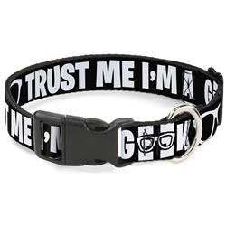 Plastic Clip Collar - I'M A GEEK/Glasses Black/White