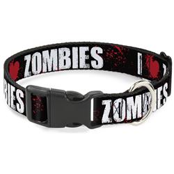 Plastic Clip Collar - I "Heart" ZOMBIES Bold Splatter Black/White/Red