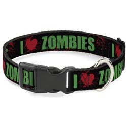 Plastic Clip Collar - I "Heart" ZOMBIES Bold Splatter Black/Green/Red