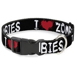 Plastic Clip Collar - I "Heart" ZOMBIES Bloody Splatter Black/White/Red