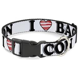 Plastic Clip Collar - I "Heart" BACON White/Black/Bacon