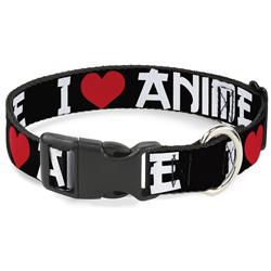 Plastic Clip Collar - I "Heart" ANIME Bold Black/White/Red