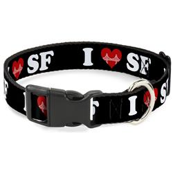 Plastic Clip Collar - I "HEART BRIDGE" SF Black/White/Red