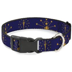 Plastic Clip Collar - Indiana Flag/Torch CLOSE-UP Navy Blue/Gold