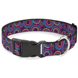 Plastic Clip Collar - Jagged Rings Purples/Blues/Yellow