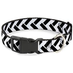 Plastic Clip Collar - Jagged Chevron White/Black
