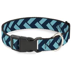 Plastic Clip Collar - Jagged Chevron Navy/Turquoise