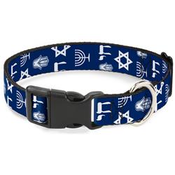 Plastic Clip Collar - Jewish Symbols-4 Blue/White