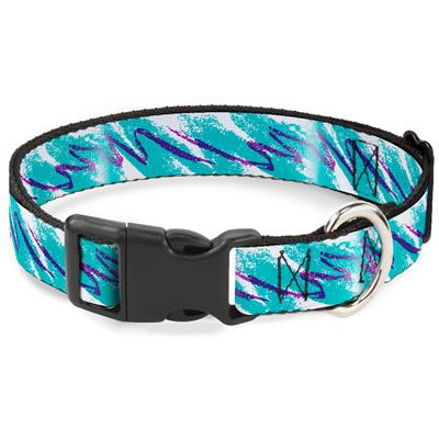 Plastic Clip Collar - Jazzy Wave Scribble White/Teal/Purple