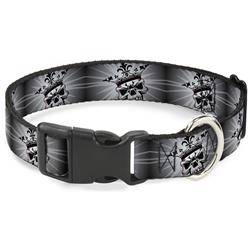 Plastic Clip Collar - King Skull Blocks/Rays Grays