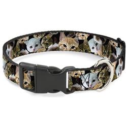 Plastic Clip Collar - Kitten Faces Scattered Black