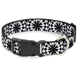 Plastic Clip Collar - Kaleidoscope Balls White/Black