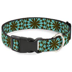Plastic Clip Collar - Kaleidoscope Balls Turquoise/Brown