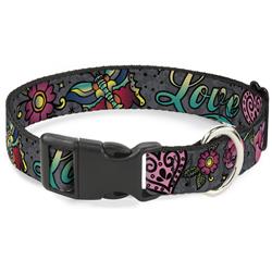 Plastic Clip Collar - Love Kills Gray