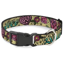 Plastic Clip Collar - Love Kills Tan