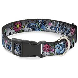 Plastic Clip Collar - Love Love Gray