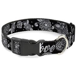 Plastic Clip Collar - Love Kills Black/White