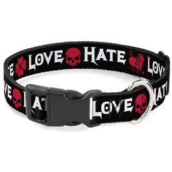 Plastic Clip Collar - Love/Hate Black/White/Fuchsia