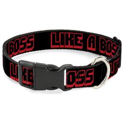 Plastic Clip Collar - LIKE A BOSS Black/Red