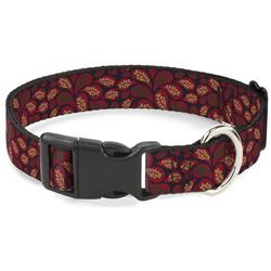 Plastic Clip Collar - Leaves Swirl Navy/Burgundy