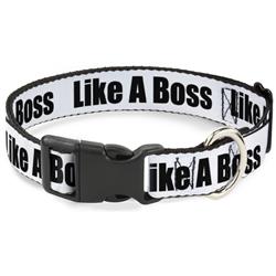 Plastic Clip Collar - LIKE A BOSS White/Black