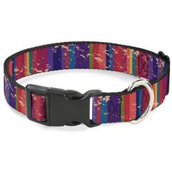 Plastic Clip Collar - Lines Weathered Reds/Purples