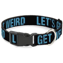 Plastic Clip Collar - LET'S GET WEIRD Weathered Black/Bright Blue