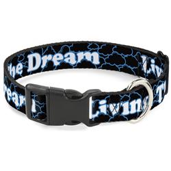 Plastic Clip Collar - LIVING THE DREAM/Clouds Black/Blue/White