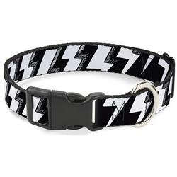 Plastic Clip Collar - Lightning Bolts Sketch Black/White