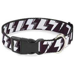 Plastic Clip Collar - Lightning Bolts Sketch Plum/White