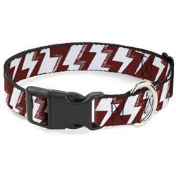 Plastic Clip Collar - Lightning Bolts Sketch Red/White