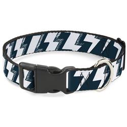 Plastic Clip Collar - Lightning Bolts Sketch Navy/White