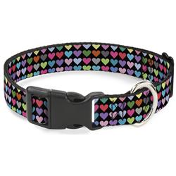 Plastic Clip Collar - Mini Hearts Black/Multi Color