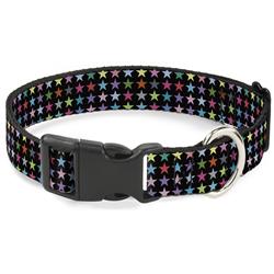Plastic Clip Collar - Mini Stars Black/Multi Color
