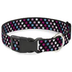 Plastic Clip Collar - Mini Stars Black/Pink/Blue/White